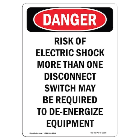 Signmission OSHA Danger, Portrait Disconnect Switch May Required, 14in X 10in Aluminum, 10" W, 14" L, Portrait OS-DS-A-1014-V-1696